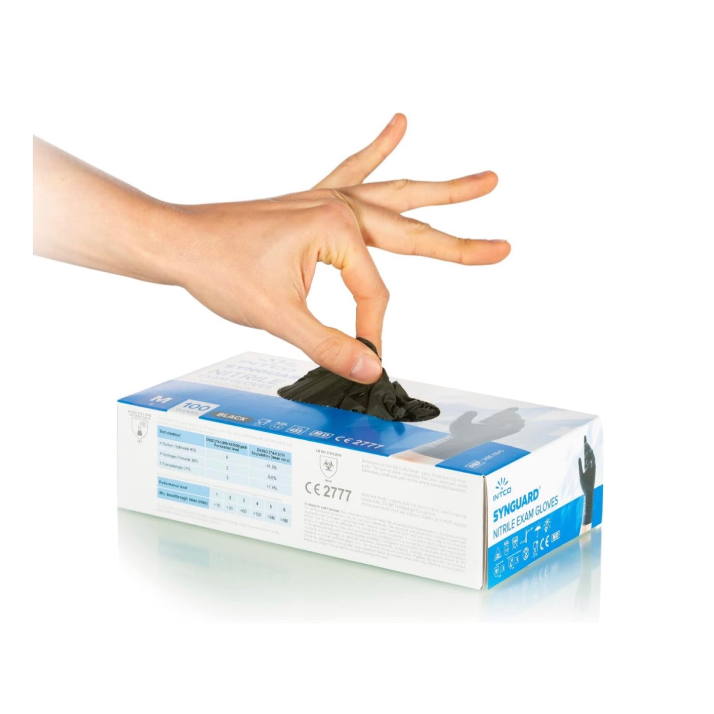 Intco Synguard Nitrile Exam Gloves Black powder Free qty- 100