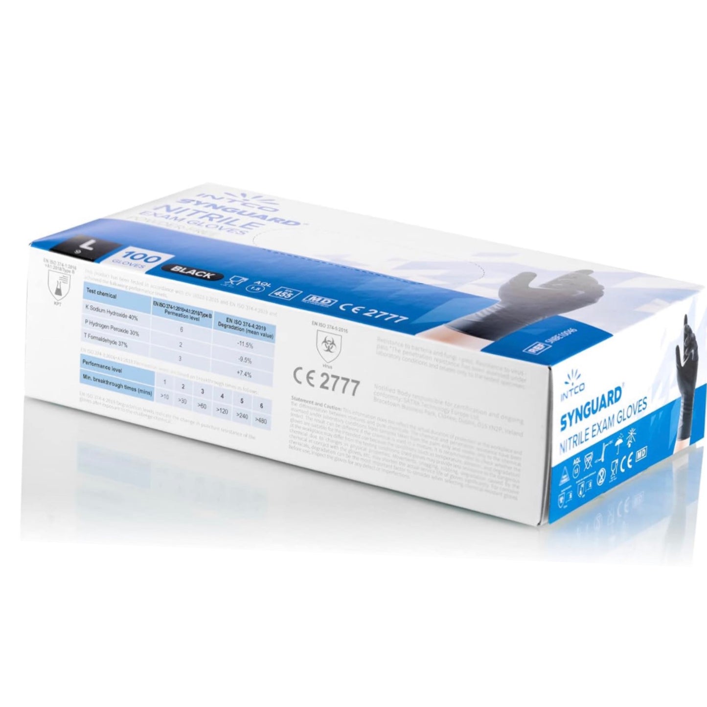 Intco Synguard Nitrile Exam Gloves Black powder Free qty- 100