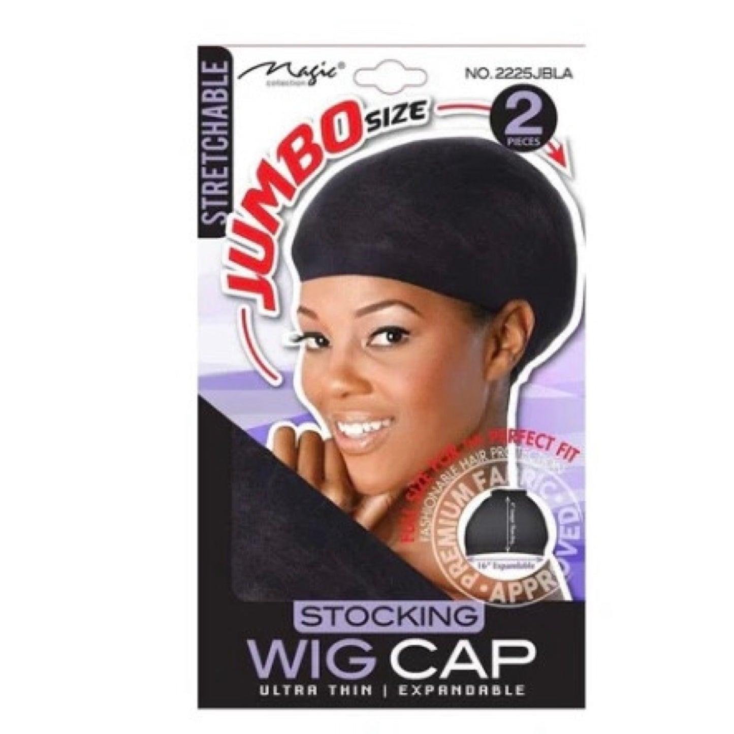 Magic Collection Wig Cap Expandable 2 pack standard & Jumbo size Colour Black