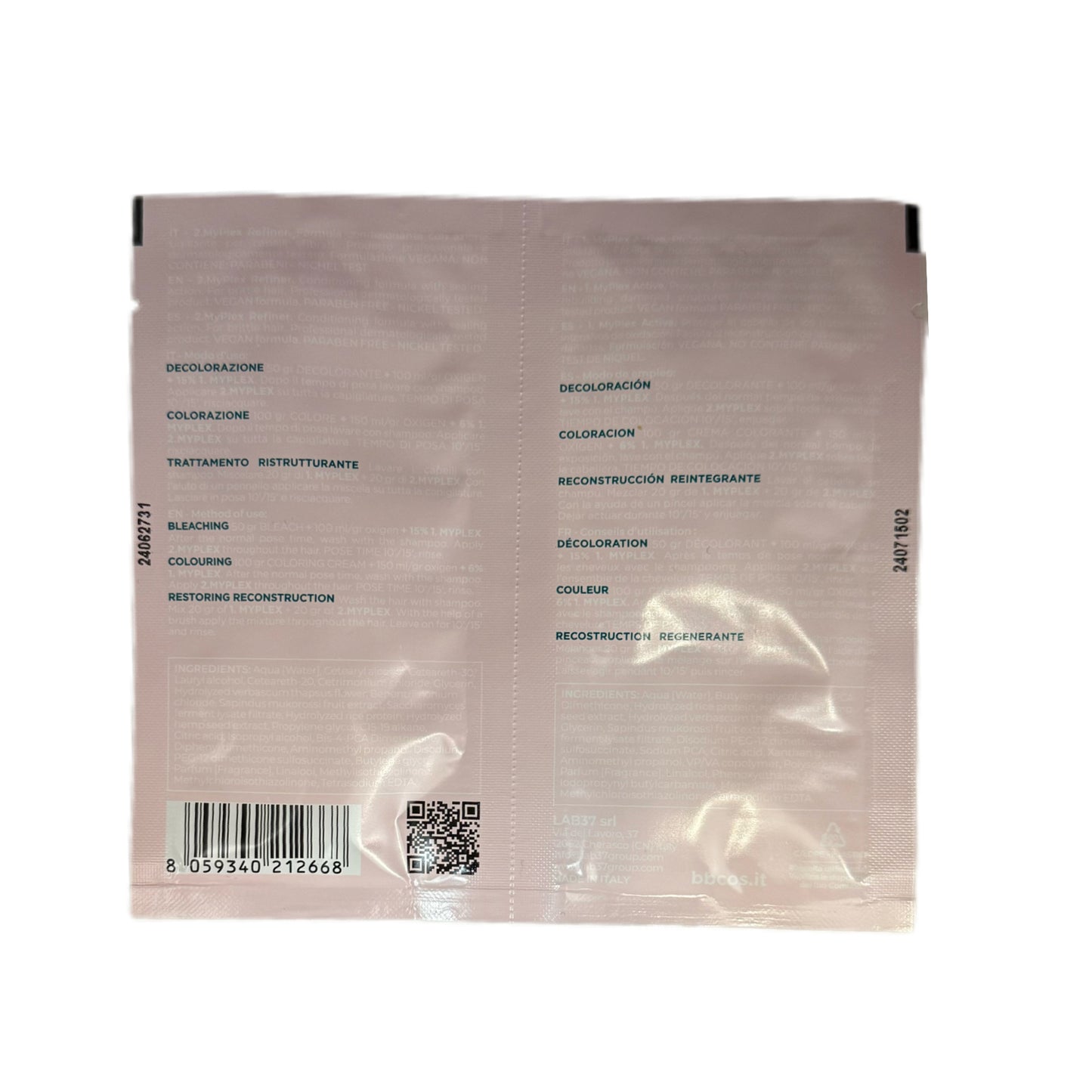BBCOS Emphasis Color Tech Bond Repair ( 2 x 10ml Sachet) use with bleach or colour