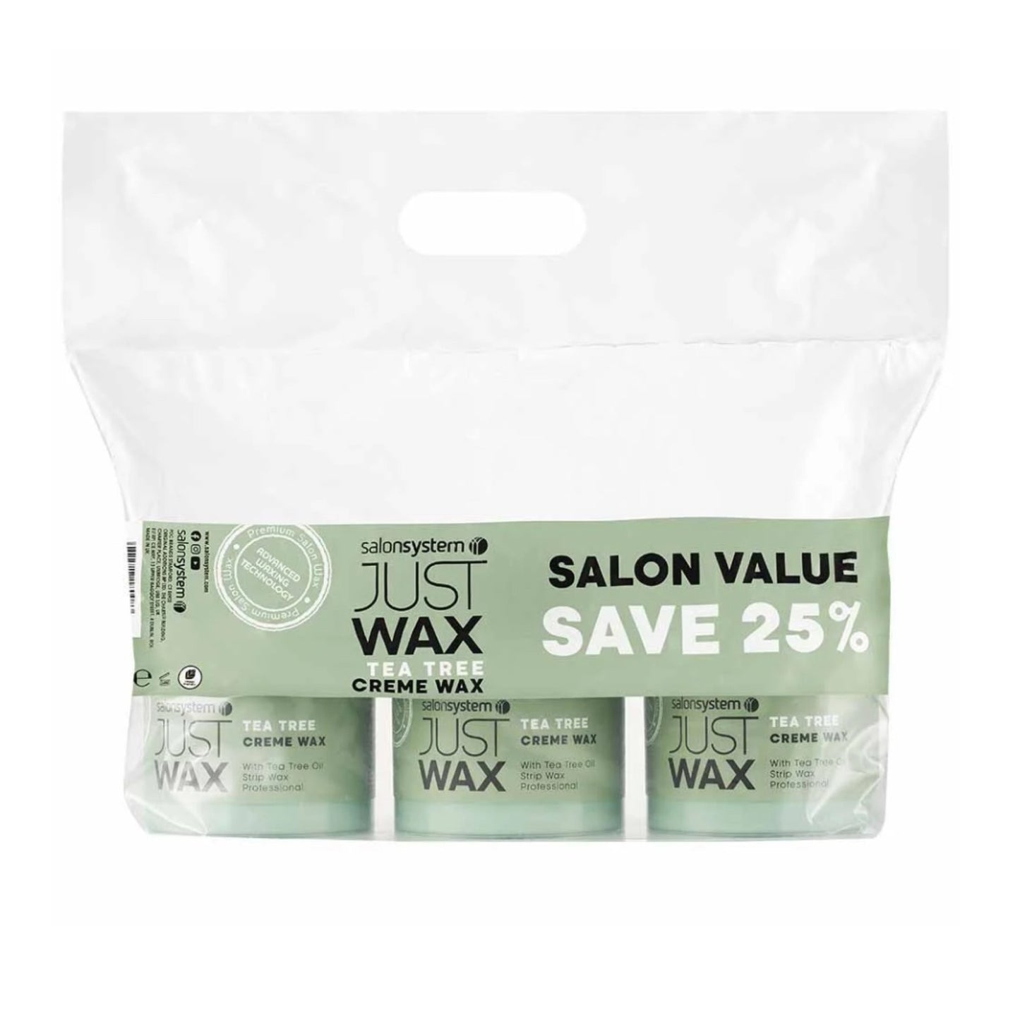 Salon Systems Just Wax Tea Tree Creme Wax (450g) buy 3 save 25%