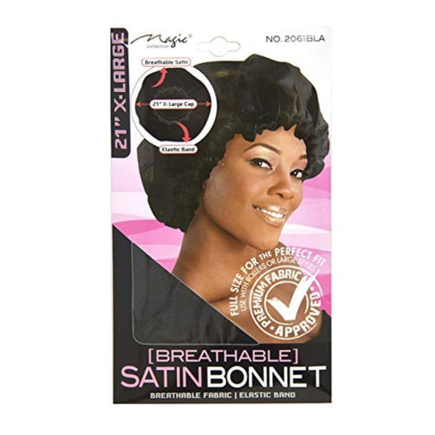 Magic Collection 21” X-Large Breathable Satin Bonnet (No. 2061BLA) Black