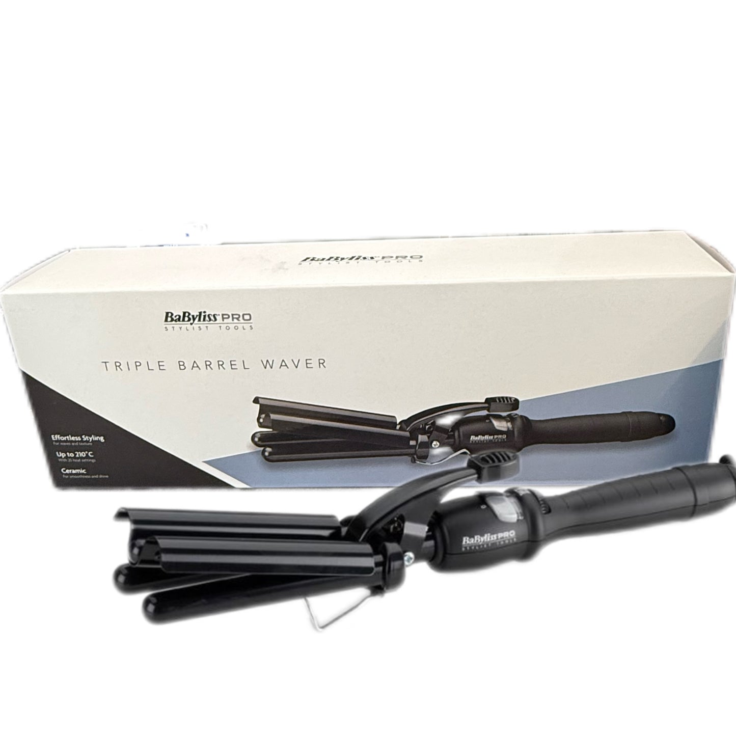 BaByliss Pro Porcelain Triple Barrel Waver Tong - Black