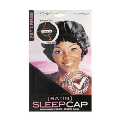 Magic Collection 20” Large Satin Sleep Cap (No. 2948BLA) black