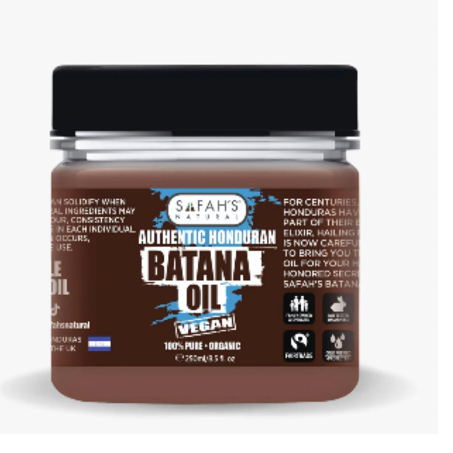 Safahs Authentic Honduran Brown Batana Oil In Jar | 100% Pure Hair Revitaliser & Skin Nourisher