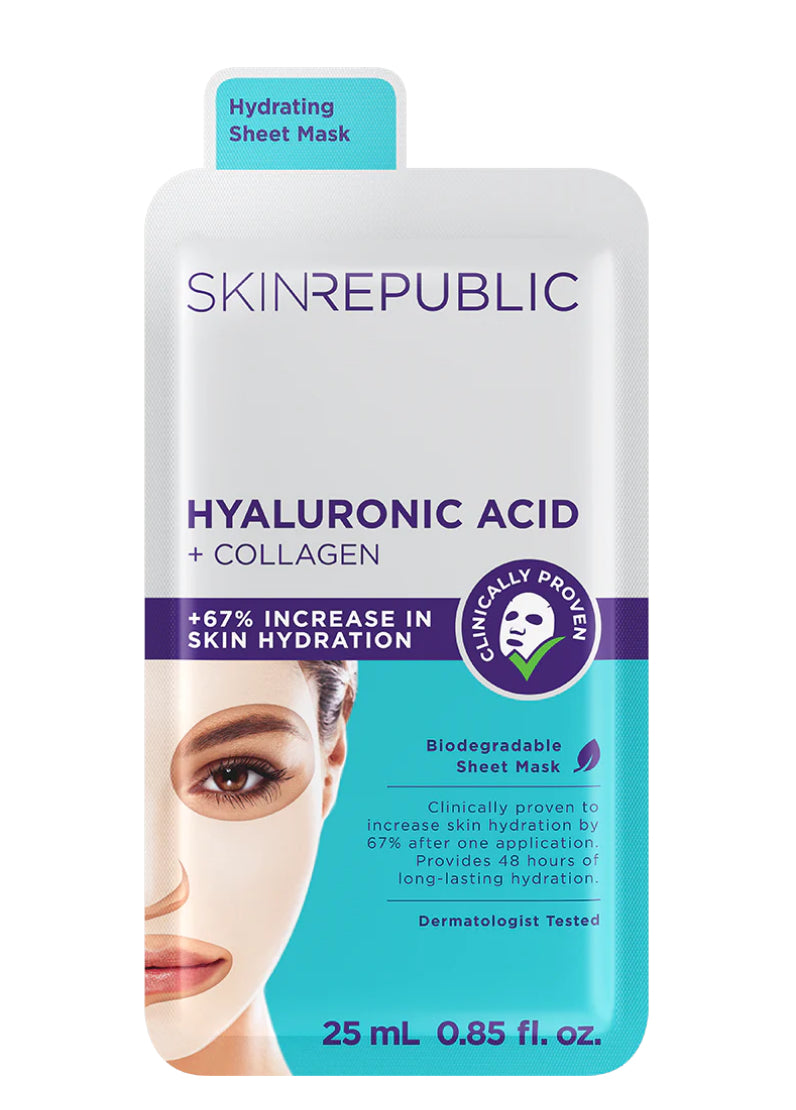 Skin Republic Hyaluronic Acid + Collagen Biodegradable Face Mask