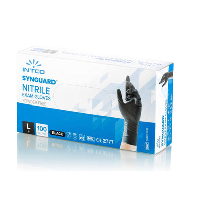 Intco Synguard Nitrile Exam Gloves Black powder Free qty- 100
