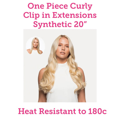 Clip in Curly One Piece Hair Extensions Synthetic 20”