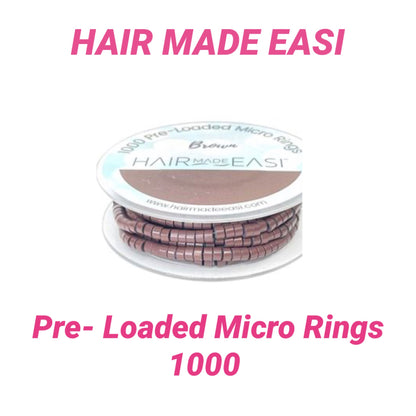 Hair Made Easi 1000 Sillicon Lined Pre Loaded Micro Rings 6 Colours