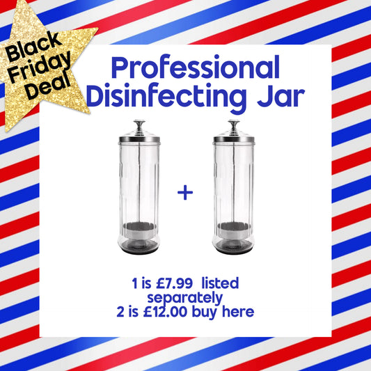 Professional Disinfecting Large Glass Jar Barbers Hairdressers Beautician ( 2 pack)
