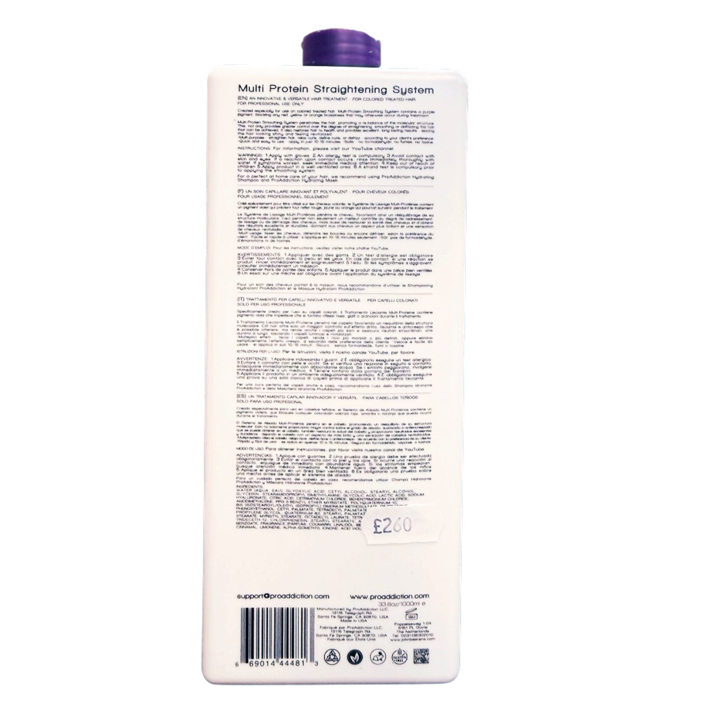 Pro Addition  Multi Protein Violet Straightening System for Coloured Hair 1000ml