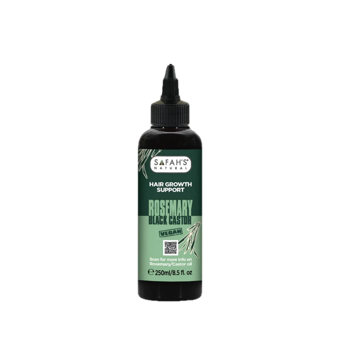 Safah’s Rosemary Black Castor Oil | Multipurpose Oil For Hair Growth, Skin Glow & Lash Care 250ml