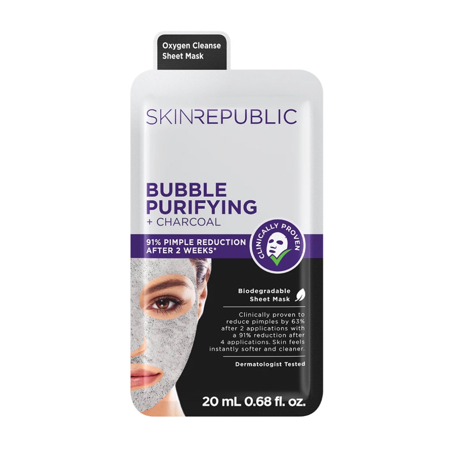 Skin Republic Bubble Purifying +Charcoal Face Mask Sheet