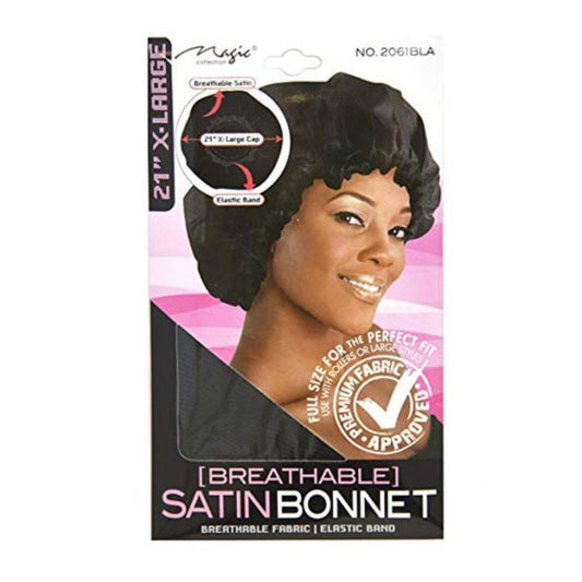 Magic Collection 21” X-Large Breathable Satin Bonnet (No. 2061BLA) Black