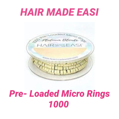 Hair Made Easi 1000 Sillicon Lined Pre Loaded Micro Rings 6 Colours