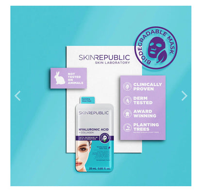 Skin Republic Hyaluronic Acid + Collagen Biodegradable Face Mask