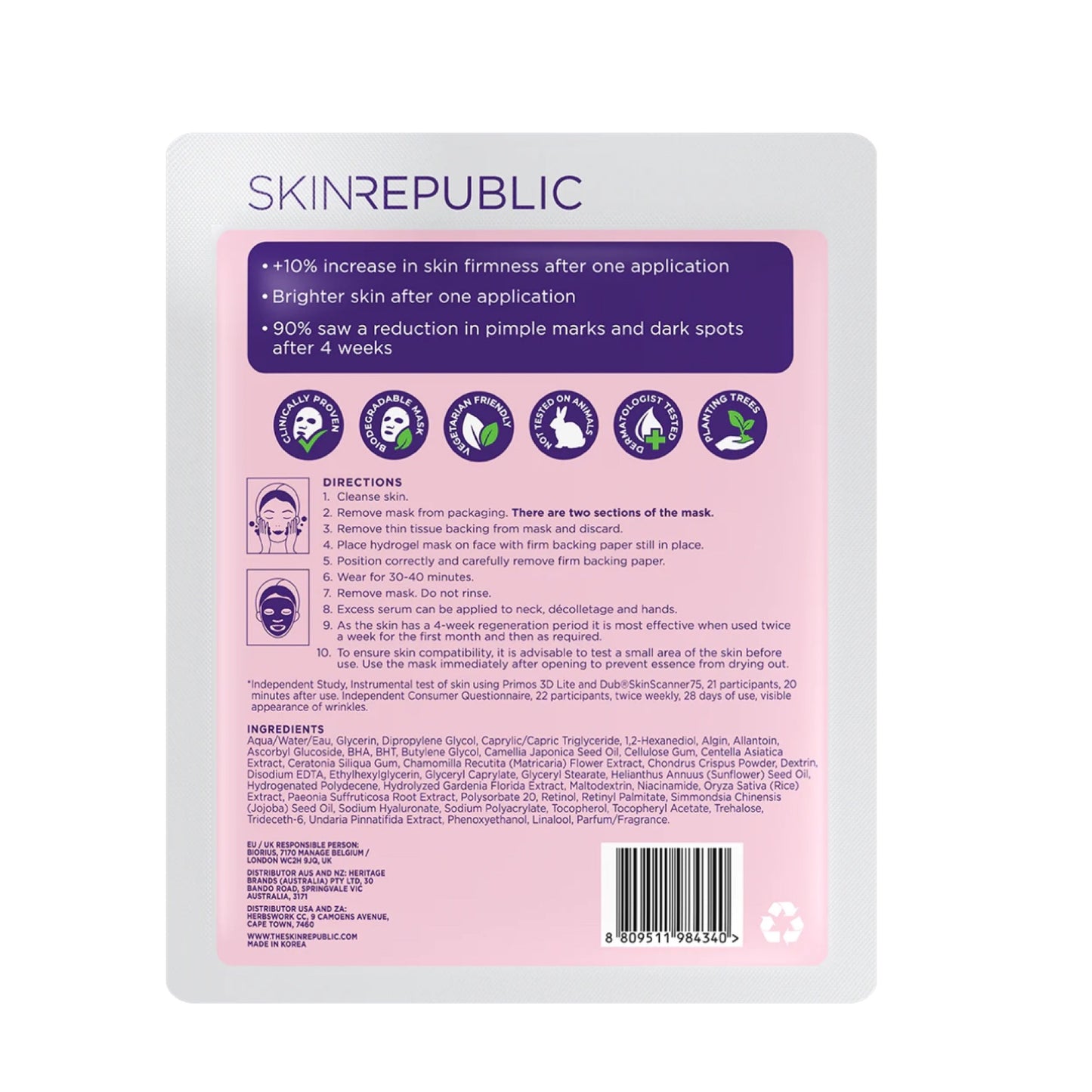 Skin Republic Retinol Hydrogel Biodegradable Face Sheet Mask