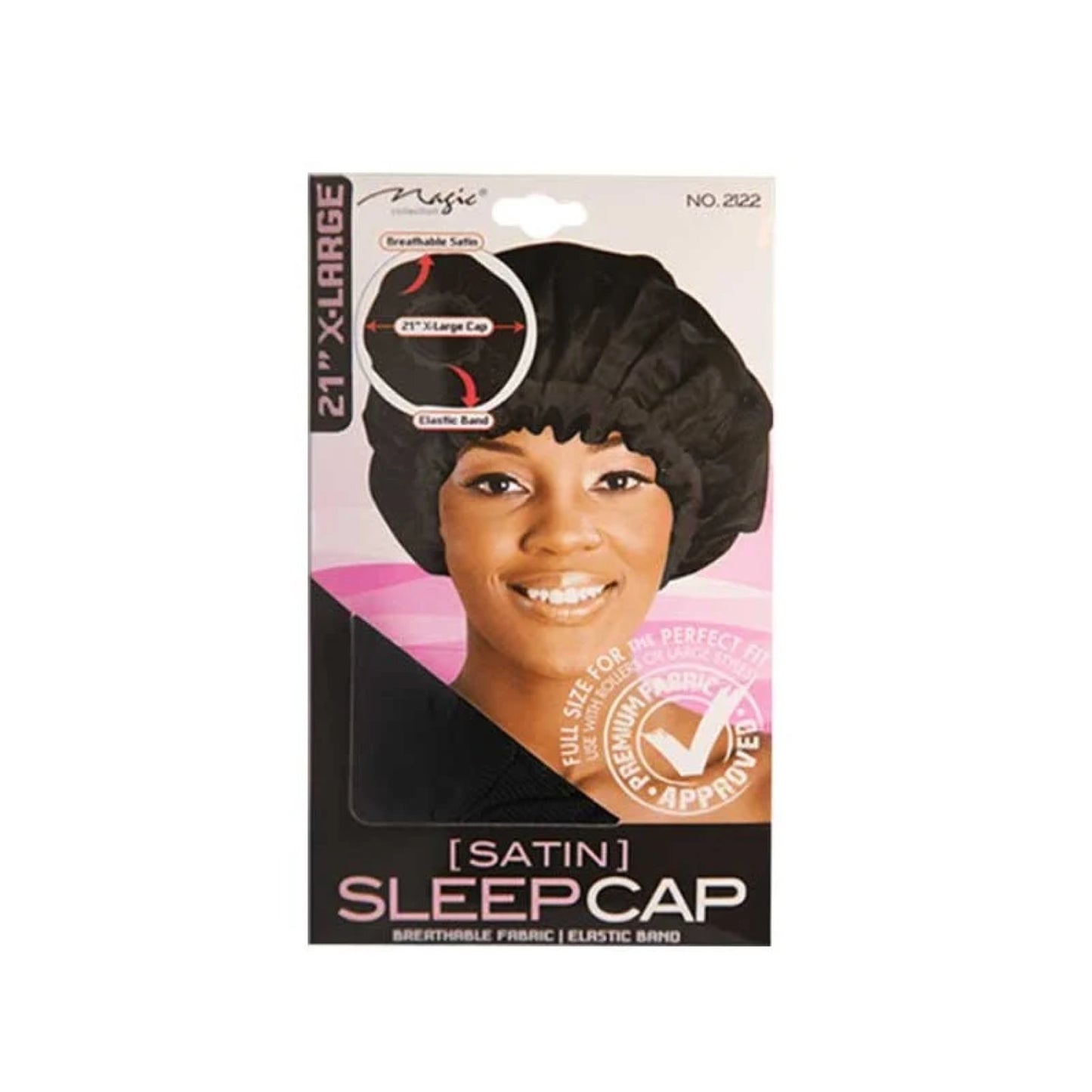 Magic Collection 20” Large Satin Sleep Cap (No. 2948BLA) black