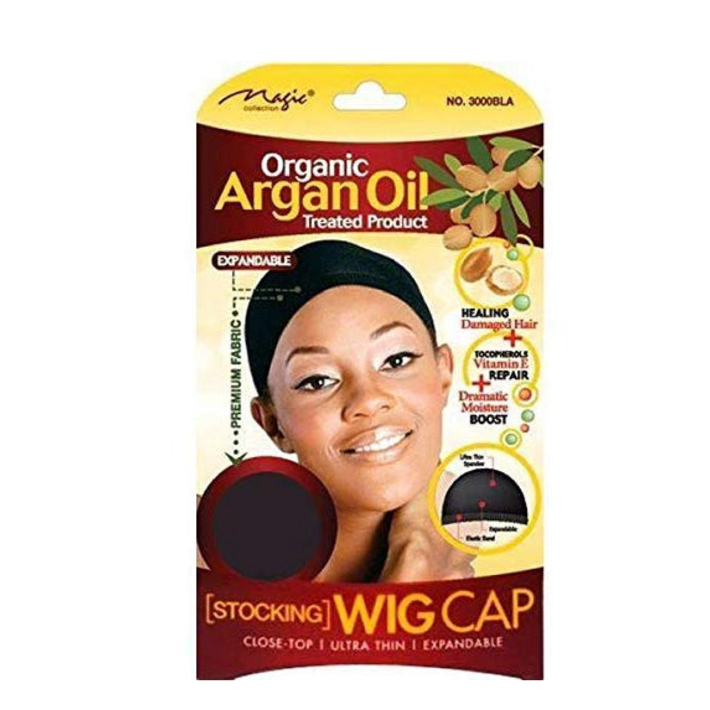 Magic Collection Organic Argan Oil Stocking Wig Cap black