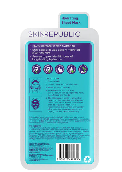 Skin Republic Hyaluronic Acid + Collagen Biodegradable Face Mask