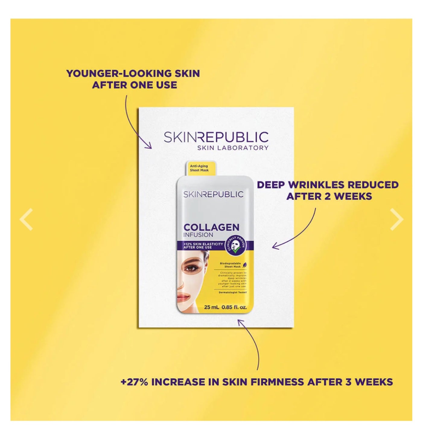 Skin Republic Collagen Infusion Biodegradable sheet Face Mask