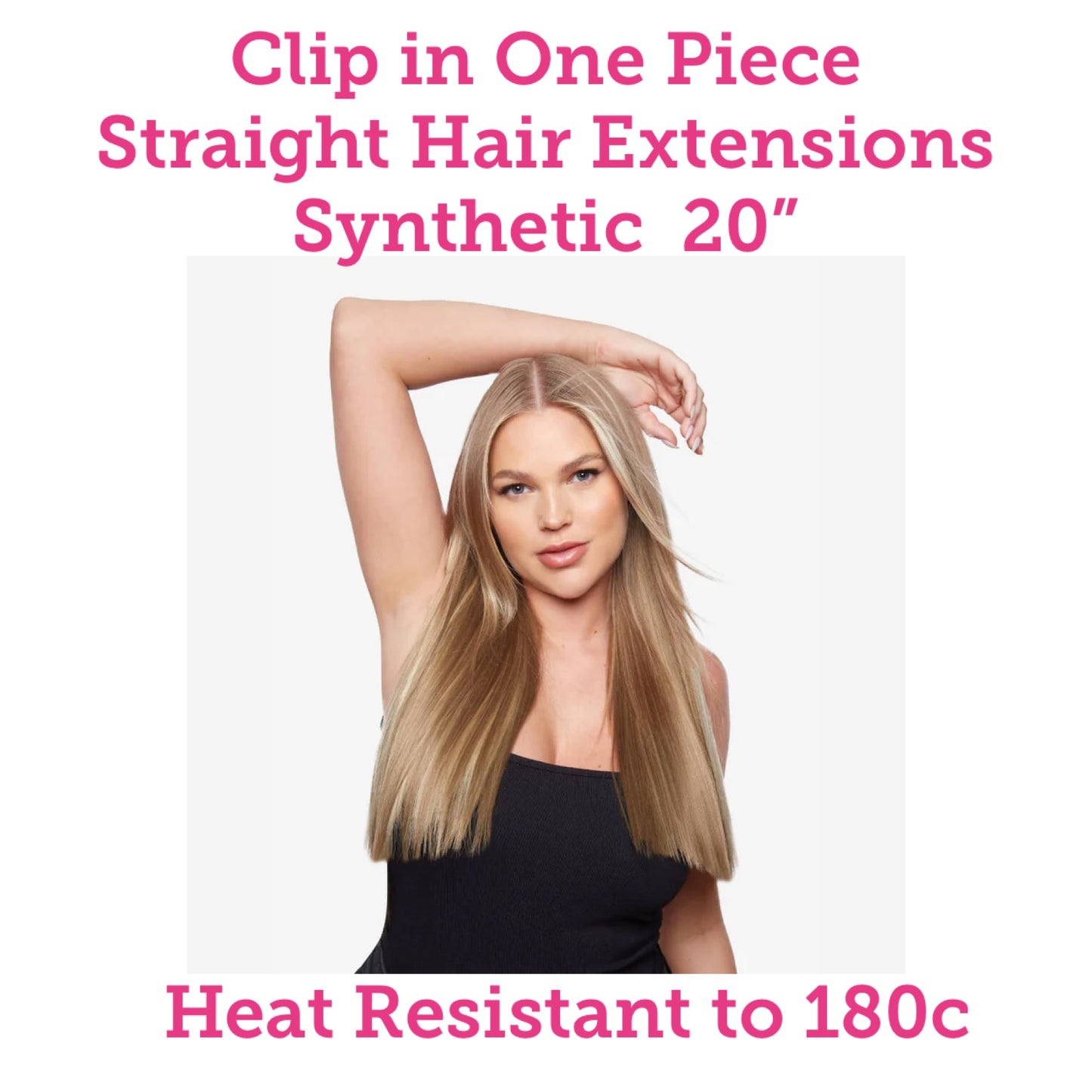 Clip in Straight One Piece Hair Extensions Synthetic 20”